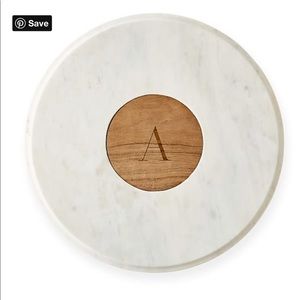 Mark & Graham Marble & Wood Lazy Susan no monogram